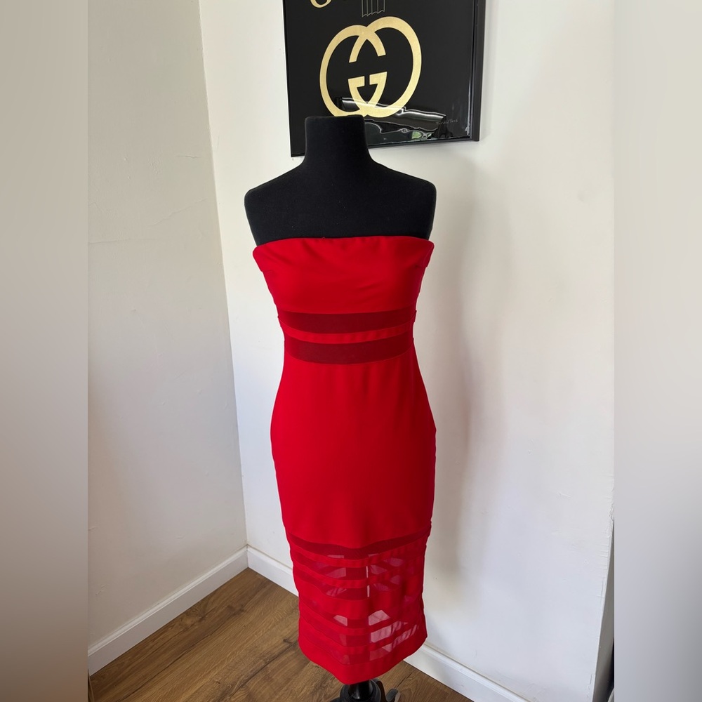 Fashion Nova Strapless Red Dress